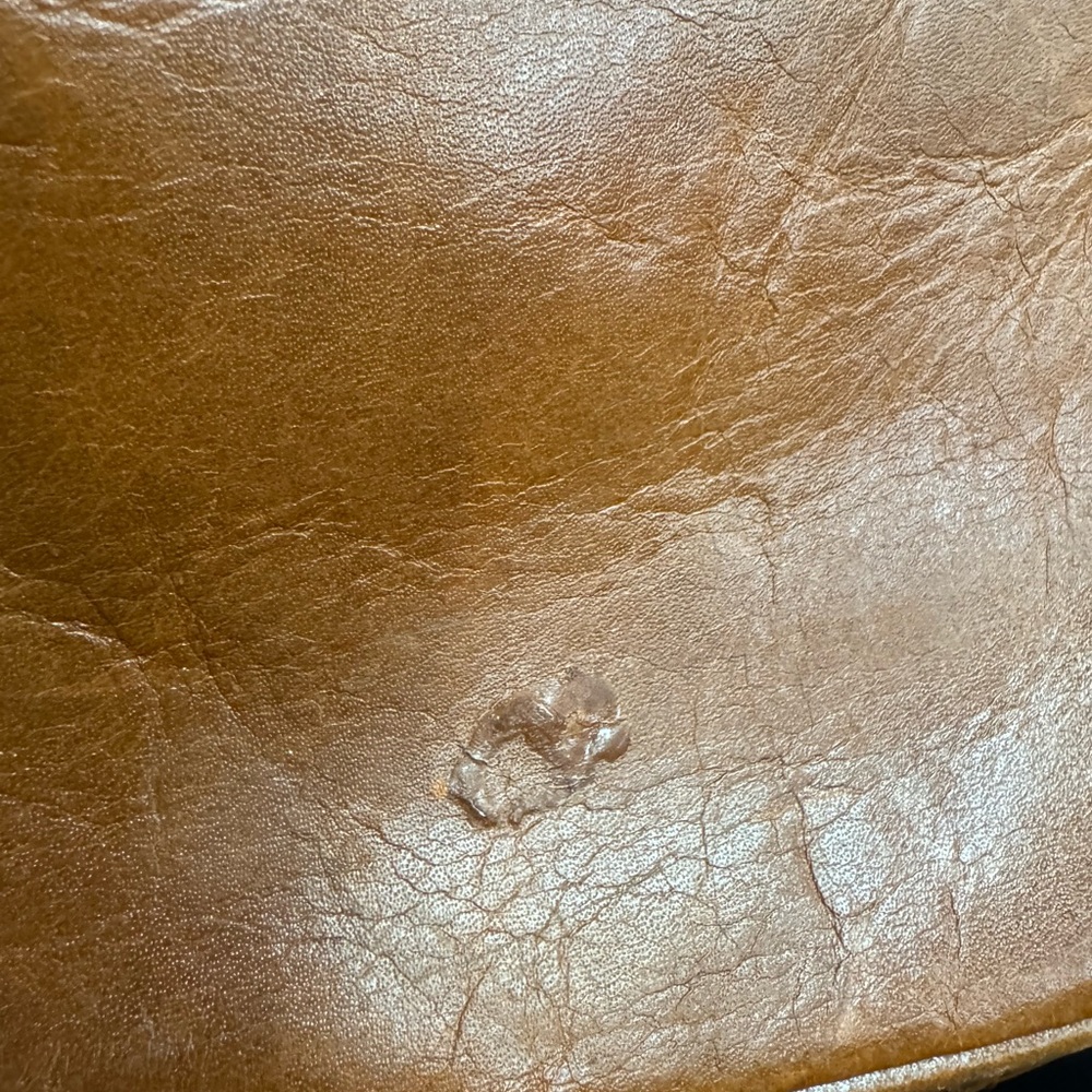 Patricia Nash -used Tan Leather Messenger Bag with Buckle Short Strap - Picture 9 of 16